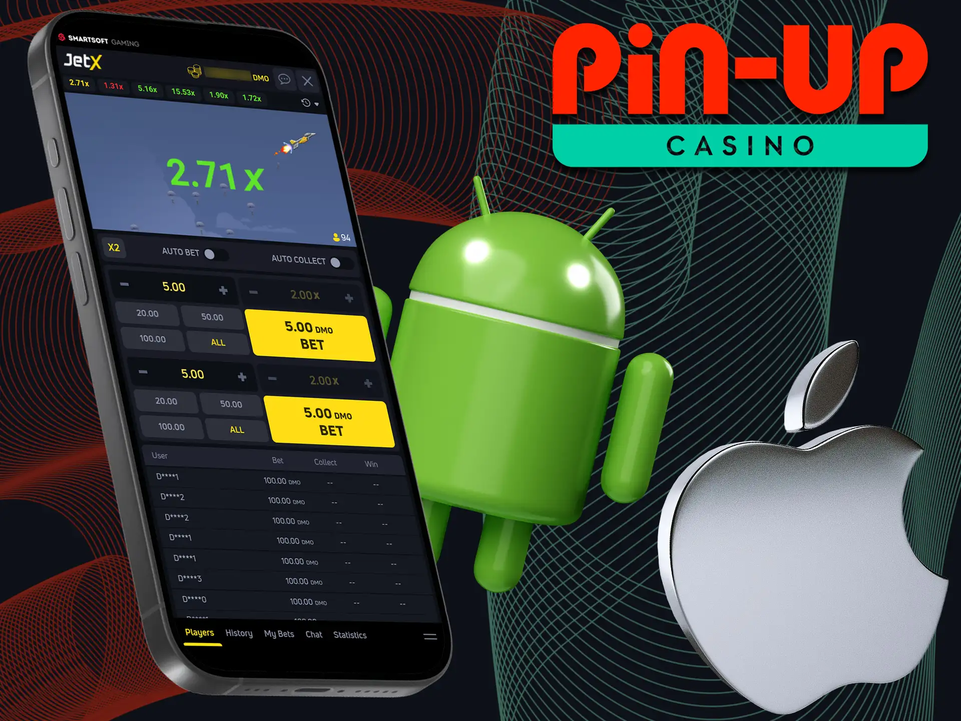 Pin-Up offers a dedicated Android app for playing JetX, while iOS users can enjoy the game directly through a web browser.