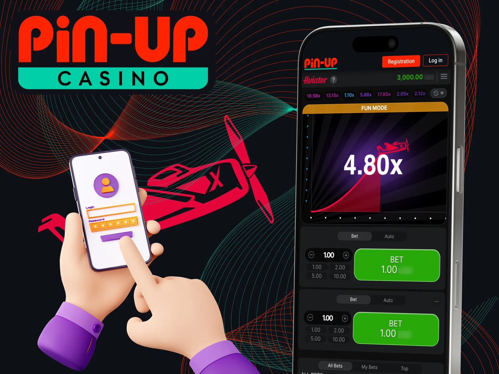 Visit Pin-Up casino platform and play Aviator.